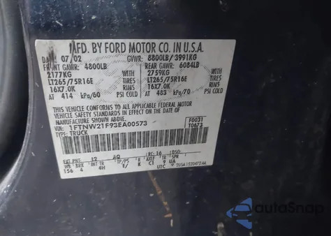 2003 Ford F-250 Lariat/Xl/Xlt from USA, damaged, VIN 1FTNW21F93EA00573